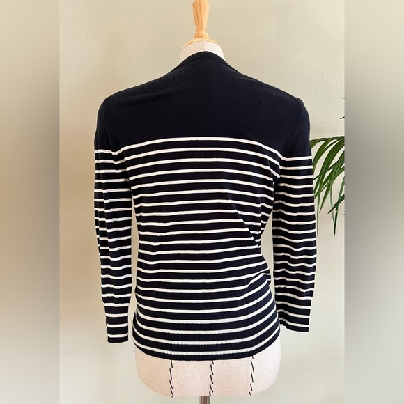 J.Crew Striped Navy Blue Cardigan Golden Buttons | Size S | Nautical - Picture 4 of 8